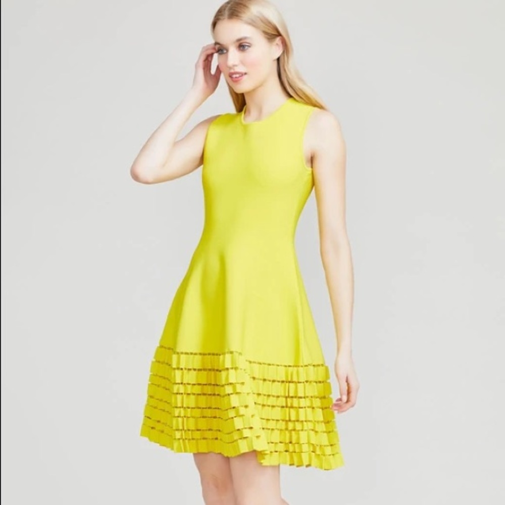 Lela Rose Accordion Detail Knot Dress
